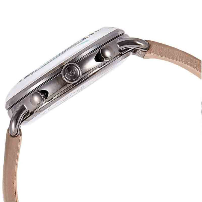 Emporio Armani Aviator Chronograph Quartz Grey Dial Beige Leather Strap Watch For Men - AR11107 - Image 8